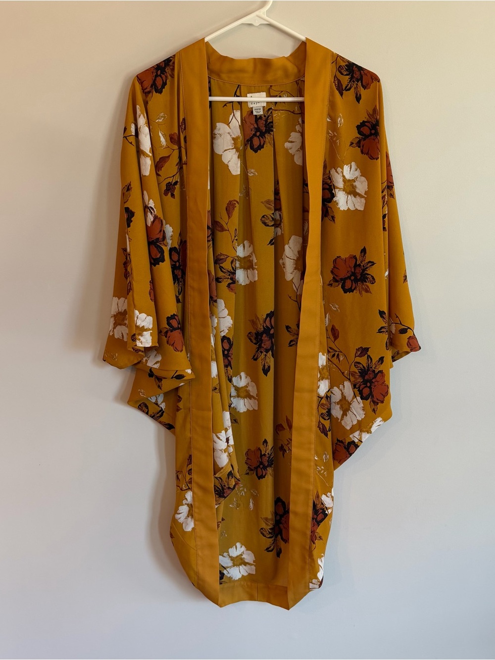 a new day Yellow Floral Open Kimono